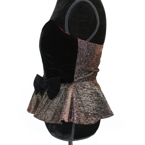 Vintage Velvet Sweetheart Neck Peplum Top - Picture 5 of 7